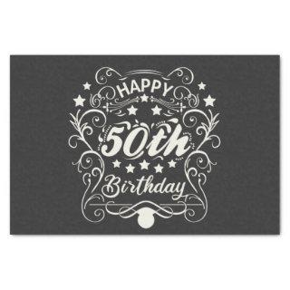 Decorative ornamental Happy 50th Birthday. Tissue Paper