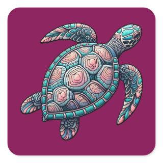 Decorative Sea Turtle Square Sticker