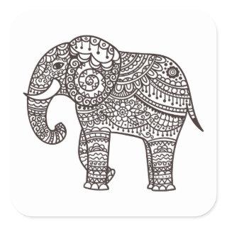 Decorative Style Elephant Square Sticker