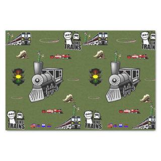 Decorative tissue paper trains