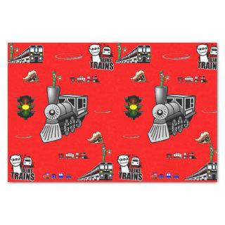 Decorative tissue paper trains