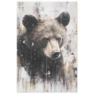 Decoupage Abstract Art Bear Painting Textured  Tissue Paper