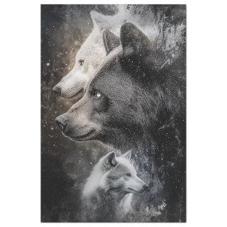 Decoupage Abstract Wolves and Bears Forest Scene Tissue Paper