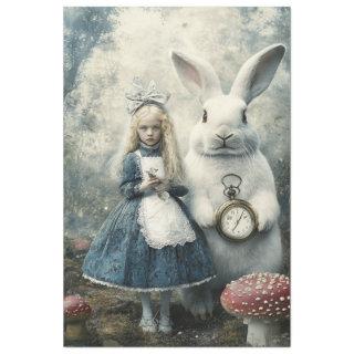 Decoupage Alice Wonderland & Rabbit  Fairytale Tissue Paper
