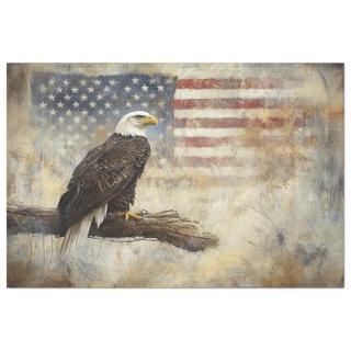 Decoupage Bald Eagle and American Flag  Tissue Paper