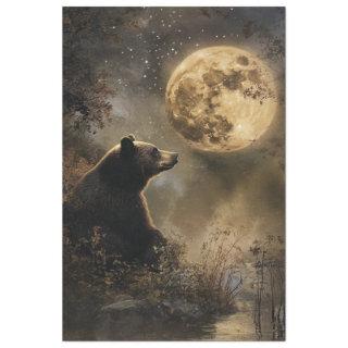 Decoupage Bear Night Scene In Full Moon  Tissue Paper