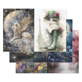 Decoupage Buddha, Girl Rabbit, Dandelions, Cat  Sheets