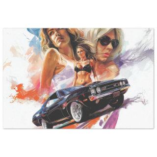 Decoupage Classic Car Vintage Poster  Tissue Paper