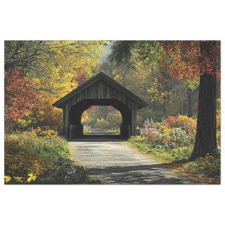 Decoupage Country Covered Bridge Fall Setting Tissue Paper