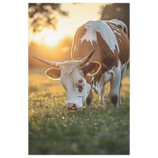 Decoupage Cow Long Horn Grazing  Tissue Paper