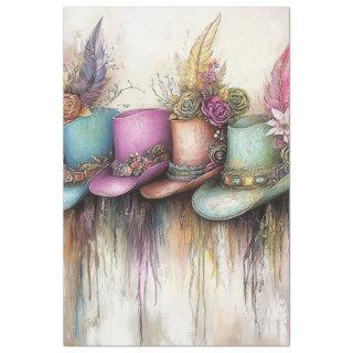 Decoupage Decorated Ornate Hats Feathers Elements  Tissue Paper