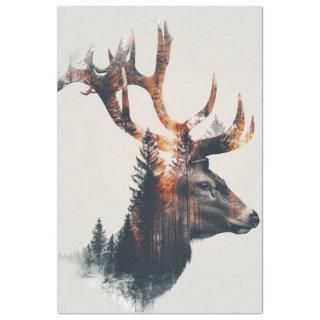 Decoupage Double Exposed Deer & Tree Art Tissue Paper
