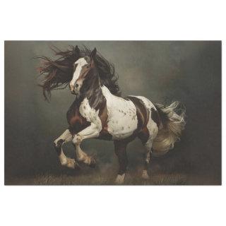 Decoupage Dynamic Gypsy Vanner or Pinto Horse  Tissue Paper
