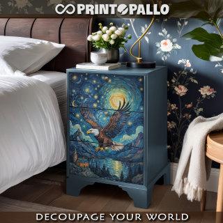 Decoupage - Eagle in a Van Gogh world -  Tissue Paper