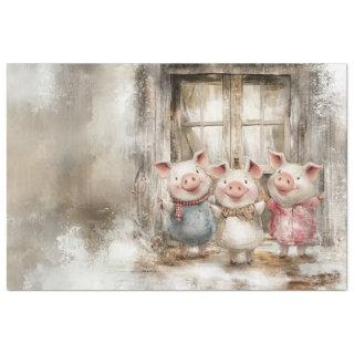 Decoupage Fairytale Whimsical Pigs Storybook  Tissue Paper