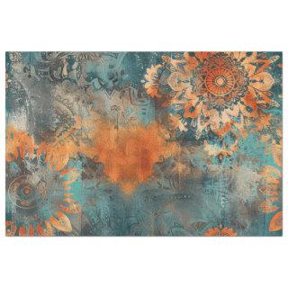 Decoupage Faux Mixed Media Patina Burnt Orange  Tissue Paper