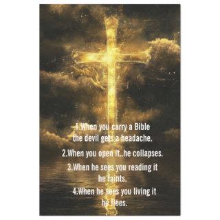 Decoupage Golden Cross Piercing Through Darkness Tissue Paper