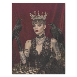 Decoupage Gothic Queen in Black With Pet Crow Tissue Paper