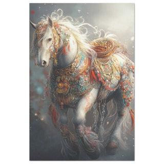 Decoupage Intricate White Horse & Embellishments  Tissue Paper