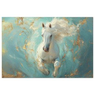 Decoupage Landscape Ethereal Majestic White Horse  Tissue Paper