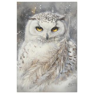 Decoupage Majestic White Owl Snow Elements Tissue Paper