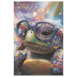 Decoupage Multicolored Artistic Turtle  Tissue Paper
