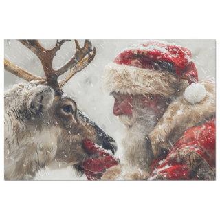 Decoupage Mystical Santa & Rudolph Nose to Nose Tissue Paper