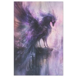 Decoupage Mythical Bird Dark Purple Black Feathers Tissue Paper