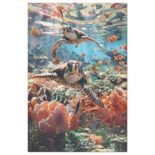 Decoupage Ocean Majestic Sea Turtle  Tissue Paper