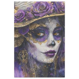 Decoupage Purple Lady Day of Dead Tradition  Tissue Paper