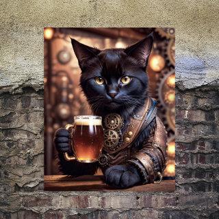 Decoupage - Steampunk cat drinking beer -  Tissue Paper
