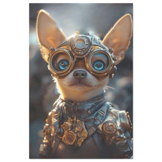 Decoupage Steampunk Chihuahua Cogsley  Tissue Paper