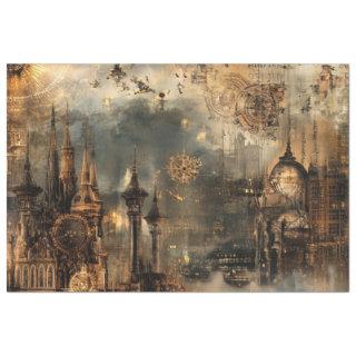 Decoupage Steampunk Cityscape Architectural Design Tissue Paper