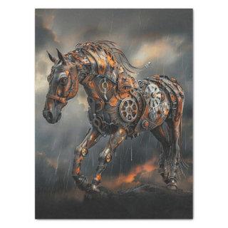 Decoupage Steampunk Copper Steed Majestic Horse Tissue Paper