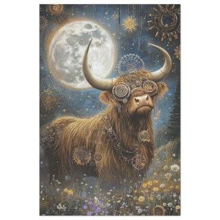 Decoupage Steampunk Highland Cow & Moon  Tissue Paper