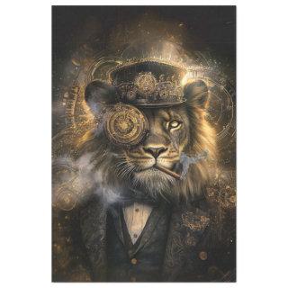 Decoupage Steampunk Lion Intricate Gears Cigar  Tissue Paper