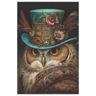Decoupage Steampunk Owl Dark Background  Tissue Paper