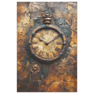 Decoupage Steampunk Patina Rusted Roman Clock  Tissue Paper