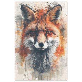 Decoupage Vibrant Fox Painting Abstract Background Tissue Paper