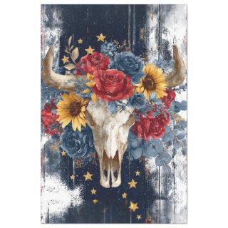 Decoupage Vibrant Portrait Skull Floral Designs Tissue Paper