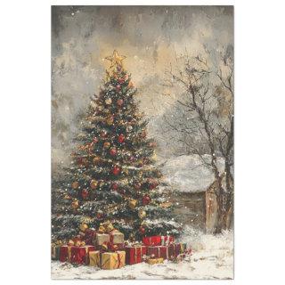 Decoupage Vintage Christmas Tree Presents  Tissue Paper