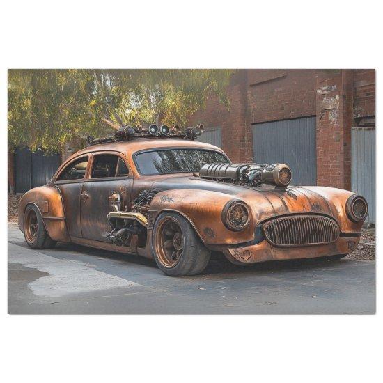 Decoupage Vintage Steampunk Copper Car Tissue Paper