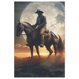 Decoupage Western Scene Cowboy Moon Sunsetting  Tissue Paper