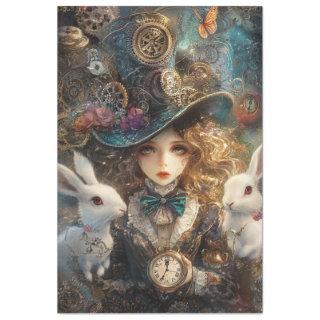 Decoupage Whimsical Alice Wonderland Rabbits  Tissue Paper
