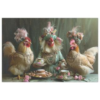 Decoupage Whimsical Chicken Tea Party  Tissue Paper