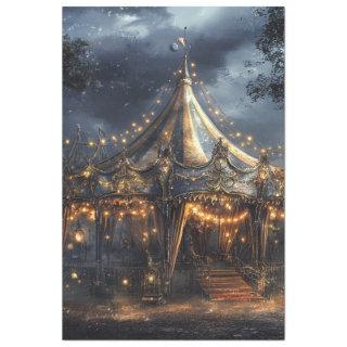 Decoupage Whimsical Circus Carousel Tent Scene Tissue Paper