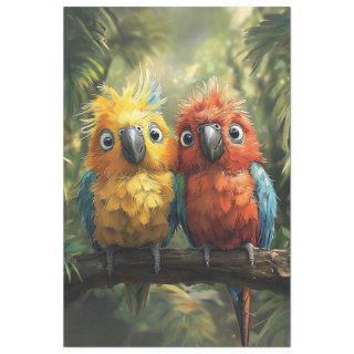 Decoupage Whimsical Conure Parrots Vibrant Colors Tissue Paper