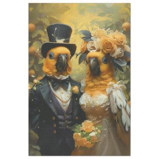 Decoupage Whimsical Conure Parrots Wedding  Tissue Paper