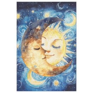 Decoupage Whimsical Crescent Moon Surrounding Sun  Tissue Paper