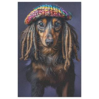 Decoupage Whimsical Dachshund with Dreadlocks  Tissue Paper